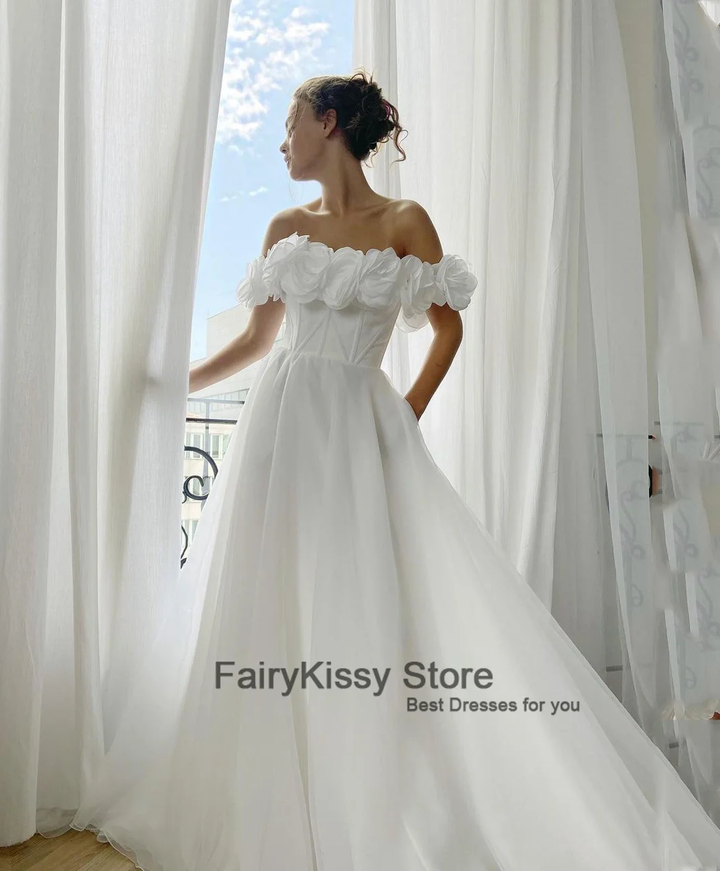 FairyKissy Sparky 반짝이 웨딩 드레스 긴 소매 레이스 신부 드레스 2021 빈티지 공주 고딕 Vestidos 드 Noiva