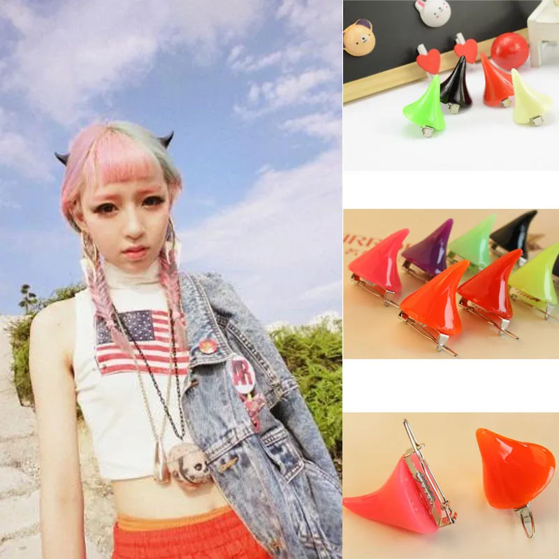 1 Pair Horror Gothic Small Demon Horn Halloween Clip Pin Hairpins Cosplay Costume Hair Accessories