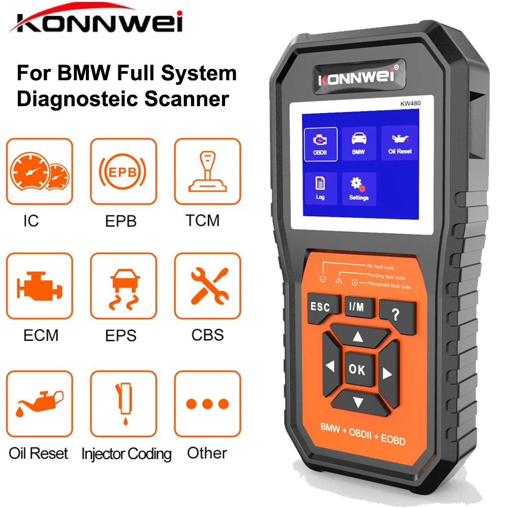 Professional OBD2 Scanner KW480 Full System Diagnostic Tool for BMW Code Reader ABS Brake Gearbox Airbag Check Engine Scan tools