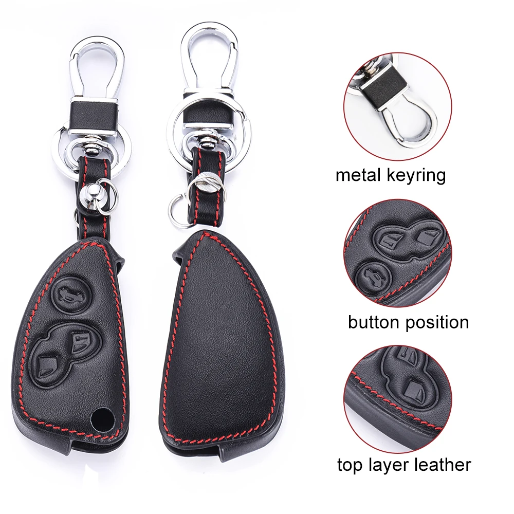 Genuine Leather Car Key Case Cover For Alfa GT JTD TS Romeo 147 156 166 Folding Flilp Keychain Remote Shell Cover Accessories