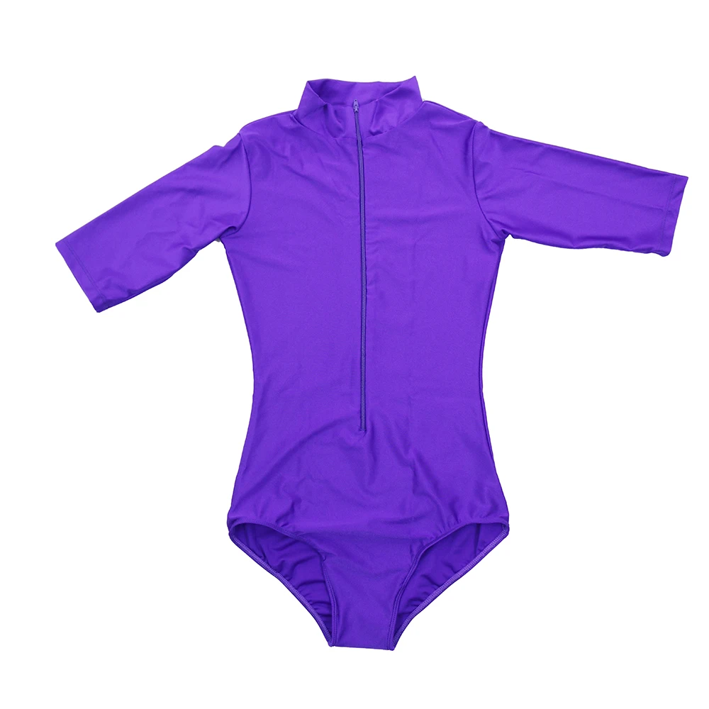 ผู้หญิงบัลเล่ต์เต้นรำ Leotards 1/2แขนยาวสีดำยิมนาสติก Leotard ออกกำลังกายสีดำ Bodysuits Romper ผู้ชาย