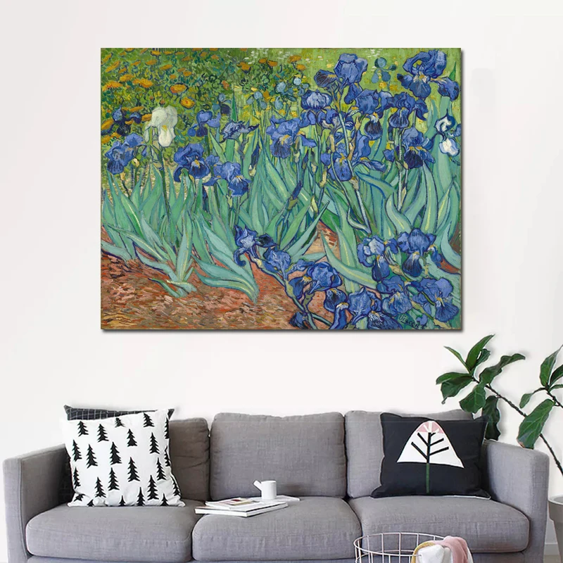 Hand Made Flower Oil Paintings on Canvas for Living Room Wall Art Home Decor Irises,1889 by Vincent Van Gogh No Frames