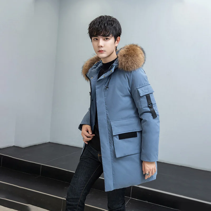 2021 new men's long down jacket winter coat men's thickened outdoor warm jacket brand white duck down big fur High quality coat