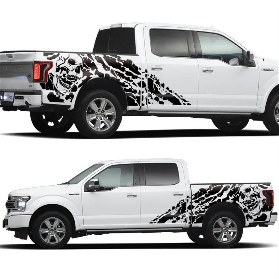 

1 Pair Black Color Skull decal Vinyl Car Stickers for Pickup for Dodge 4x4 Off Road for GMC