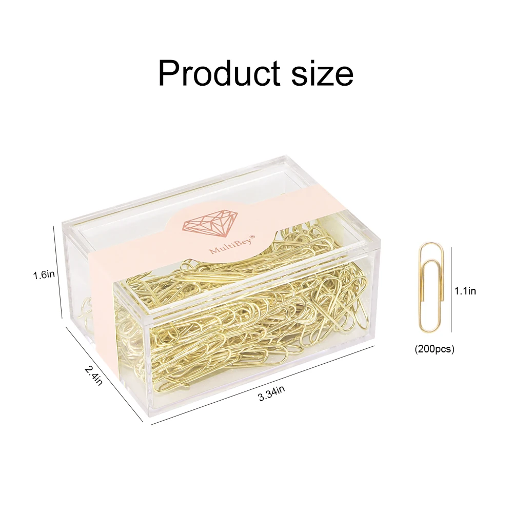 Office Stationery 200 pcs/Box 28mm Steel Standard Gold Paper Clips Creative Nickel Plated Rust-proof Rose gold Paper Clips