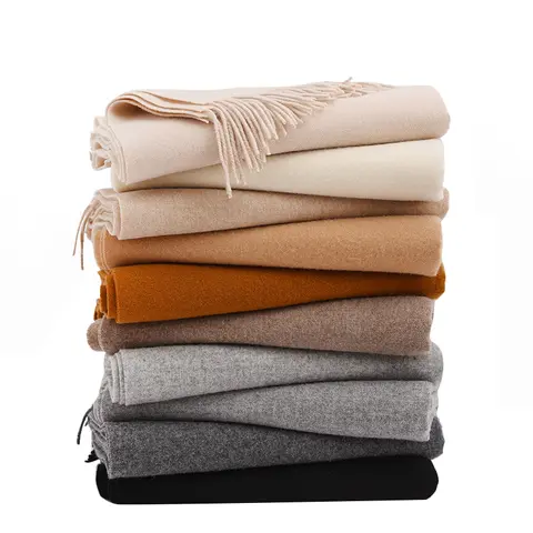 100% Wool Scarf Women Thickening Cashmere Winter Scars Shawls Fashion  Female Pashmina Scarves Oversized Keep Warm Warps 300g