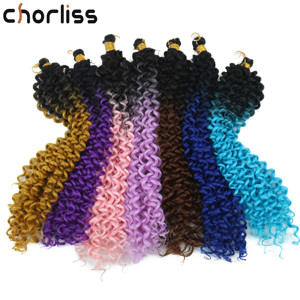 14นิ้วสังเคราะห์ Afro Kinky Curl Twist Crochet Braids ผม Ombre Braiding ผมสีเทาสีบลอนด์สีชมพูสีฟ้า