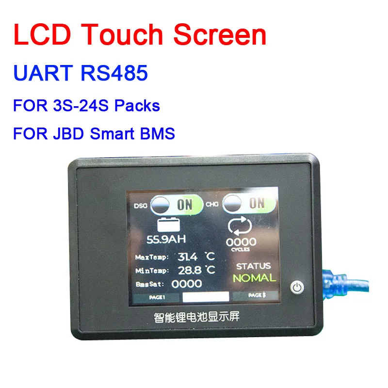 LCD Display Touch Screen for JBD APP Smart bluetooth  Battery Protection Board BMS UART RS485 Module PC Control Charge Discharge