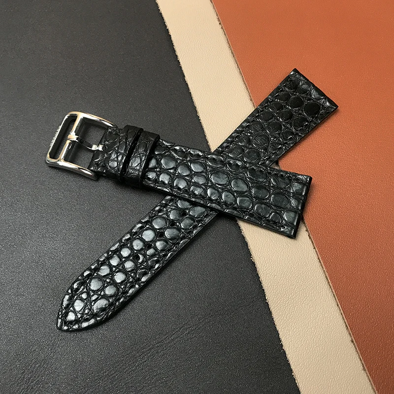 PESNO Suitable for Hermes AR7.710.220 AR4.910.330 Round Grain Crocodile Leather Watch Bands Alligator Skin Leather Watch Straps