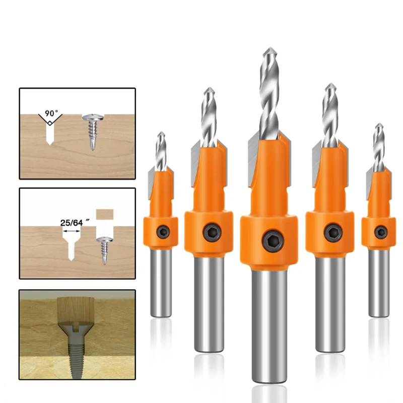 

Counterbore Woodworking Taper hole drill HSS Screw Step drill Gun Drill Bit screw installation Milling Cutter Countersink Drills