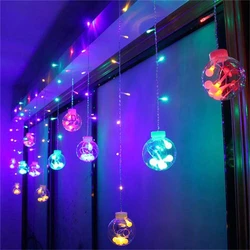 Guirnalda de luces LED para decoración de interiores, cortina de luces de globo de deseos para ventana, dormitorio, balcón y sala de estar