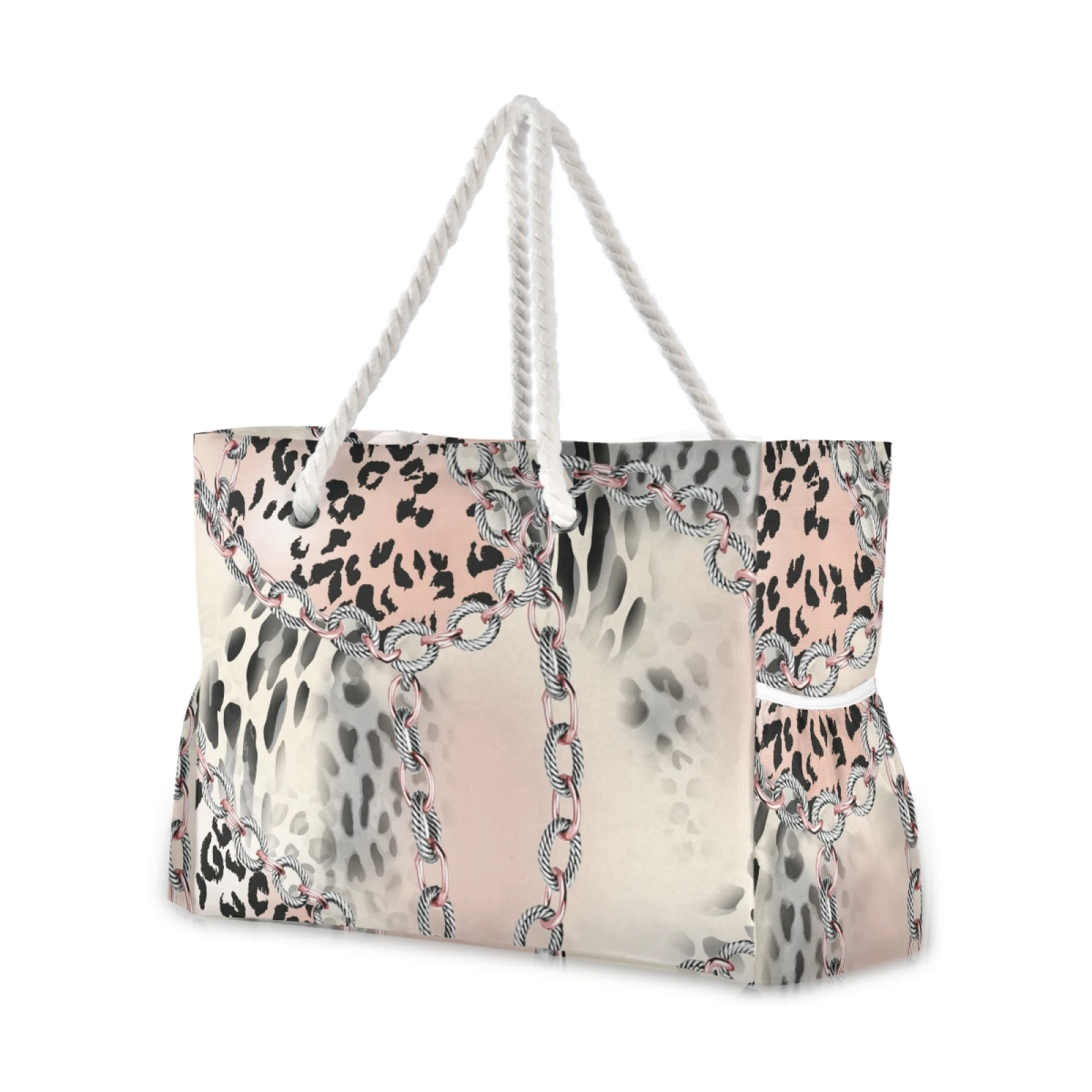 Women\'s 2021 new Leopard print Beach Bag Single shoulder bag Fashionable Lightweight all-match shopping bag Beach bag