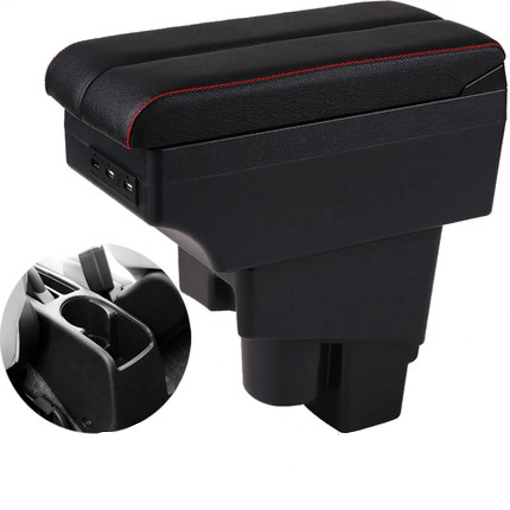 

For Car Honda Fit Jazz Armrest Box Central Content Interior Arm Elbow Rest Storage Case Car-styling with USB Cup Holde