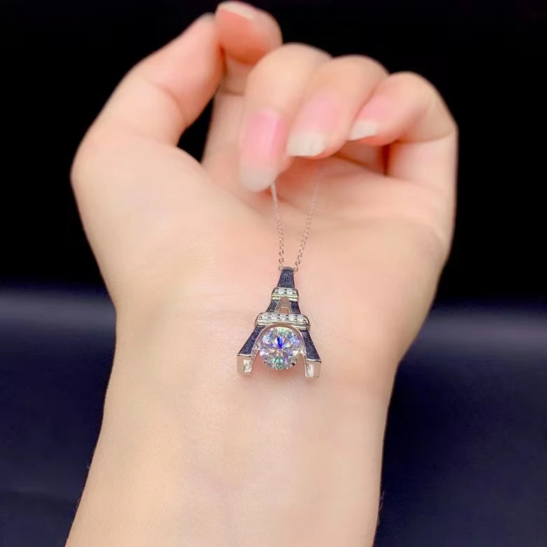 

Женское ожерелье из серебра 2021 пробы, с муассанитом, 1 карат