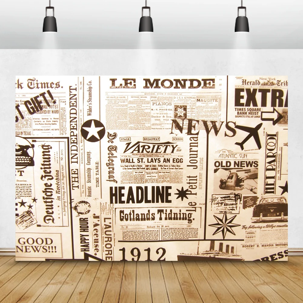 

Laeacco Old Newspapers Photography Backdrops Photographic Backgrounds Grunge Portrait Photozone Retro Study Room Decor Photocall