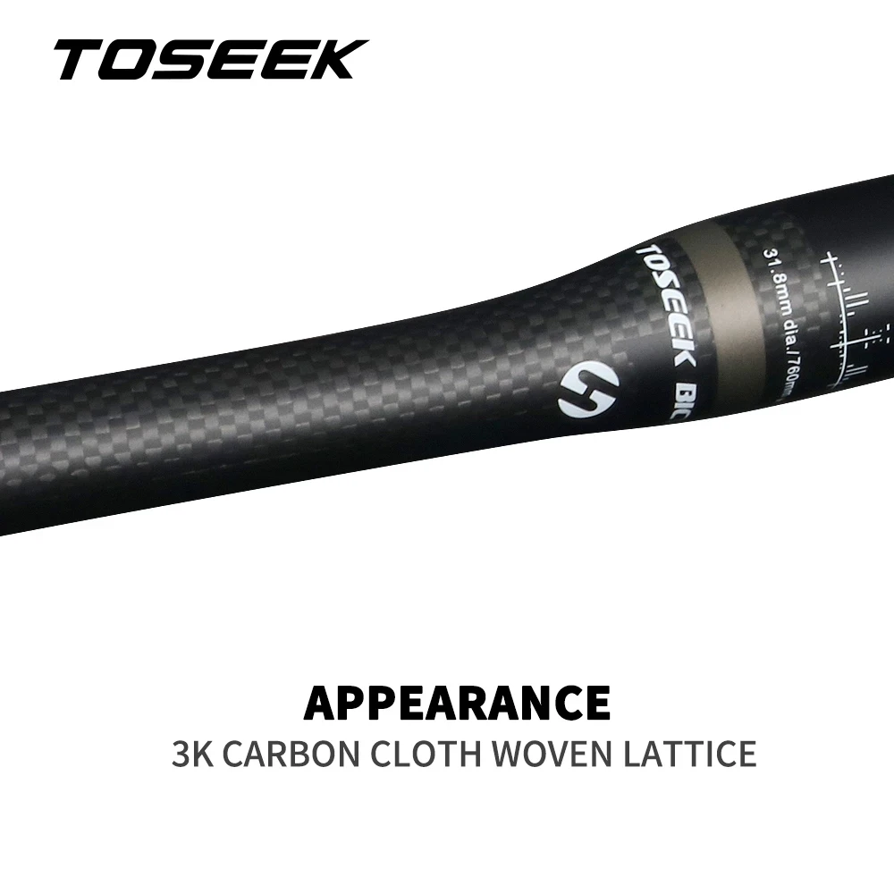 TOSEEK-Manillar de fibra de carbono mate 3K para bicicleta de montaña, elevador/manillar plano, piezas de bicicleta de 31,8mm