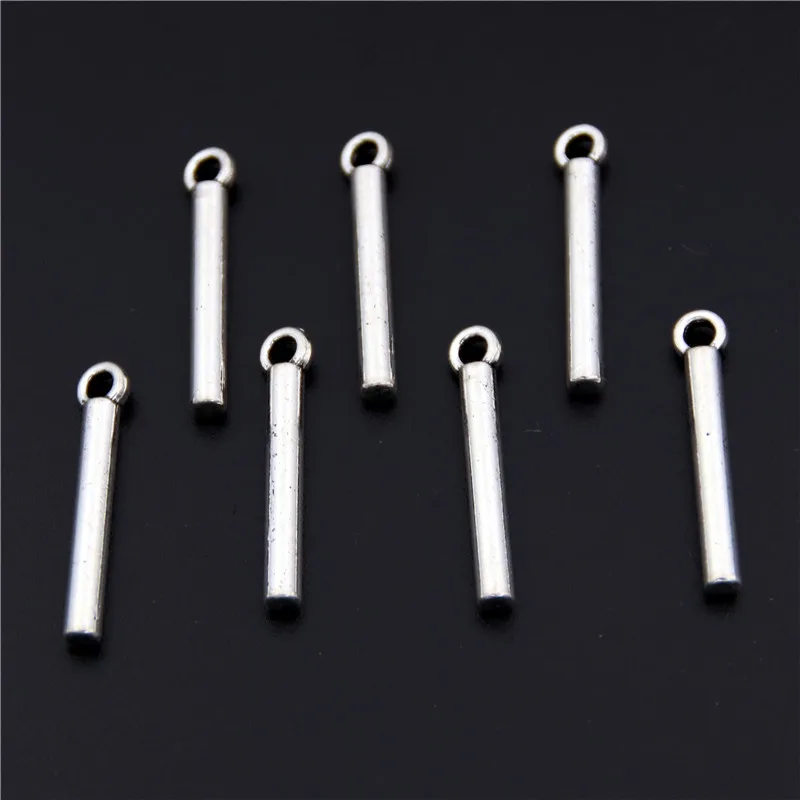 50pcs Alloy Silver Color Rectangle Bar Charms Stick Pendant Fit Necklace Jewelry Crafts DIY Handmade Accessorie