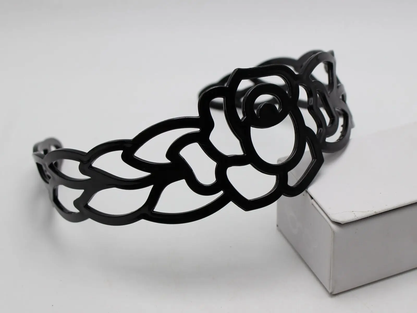

5 Black Plastic Wide Rose Flower Alice Hair Band Headband 50mm Hair Accessories