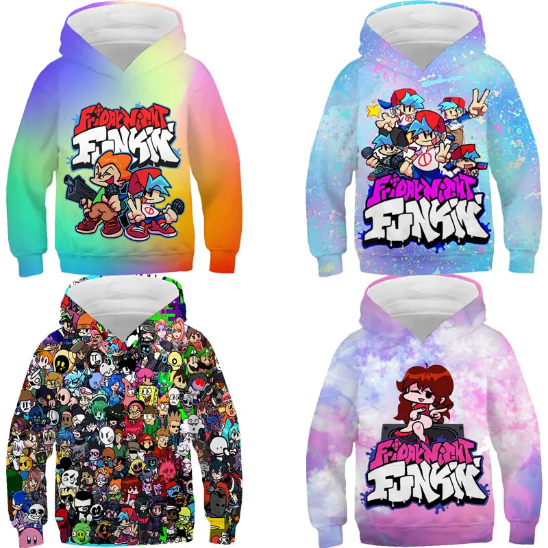 Game Friday Night Funkin 3D Prints Hoodies Boys Girls Cartoon Sweatshirts Autumn Hoodie Coats Fnf Pullover Sudadera Kids Clothes