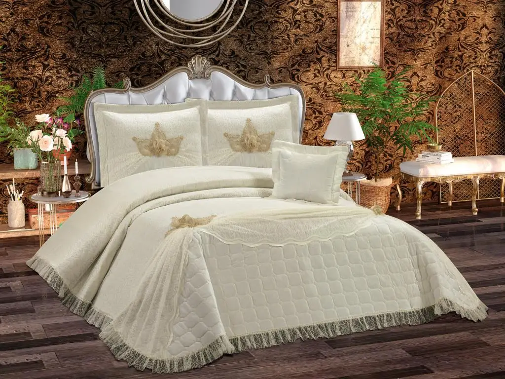 Melody Quilted Double Bed Cover Cream