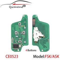 QWMEND Circuit Board pilot zdalnego sterowania samochodu dla Peugeot 1007 dla Citroen C8 ASK/FSK 433Mhz CE0523 Flip Floding kluczyk 4 przyciski