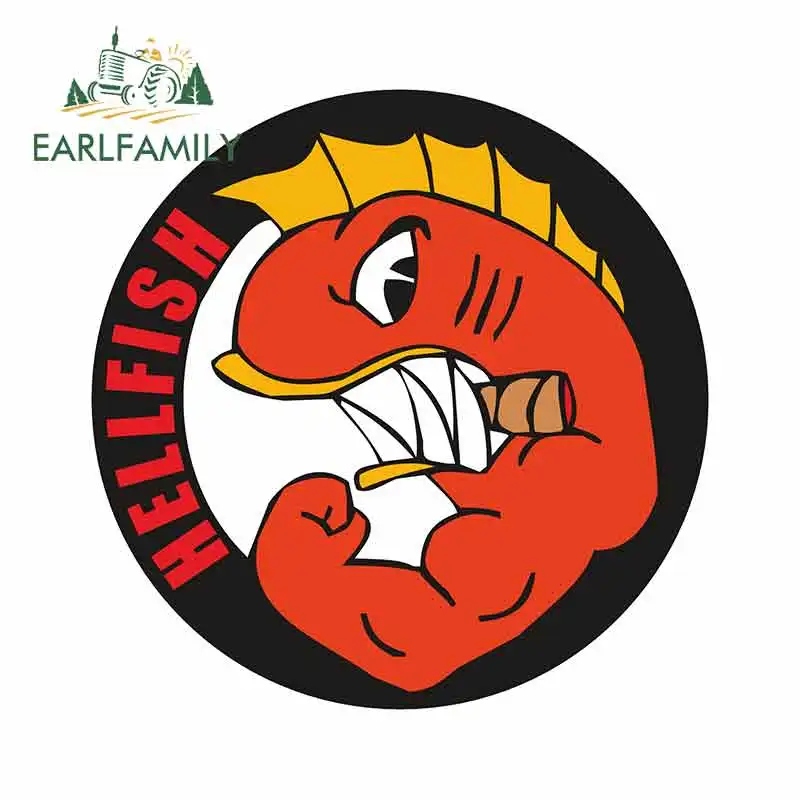 EARLFAMILY 13cm x 12.9cm For Hellfish Logo Vinyl Car Sticker Graffiti Decal Trunk Motorcycle Windshield Waterproof Decoration