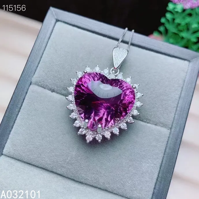 KJJEAXCMY fine Jewelry 925 Sterling Silver natural Amethyst Girl new trendy Pendant Necklace Chinese style hot selling