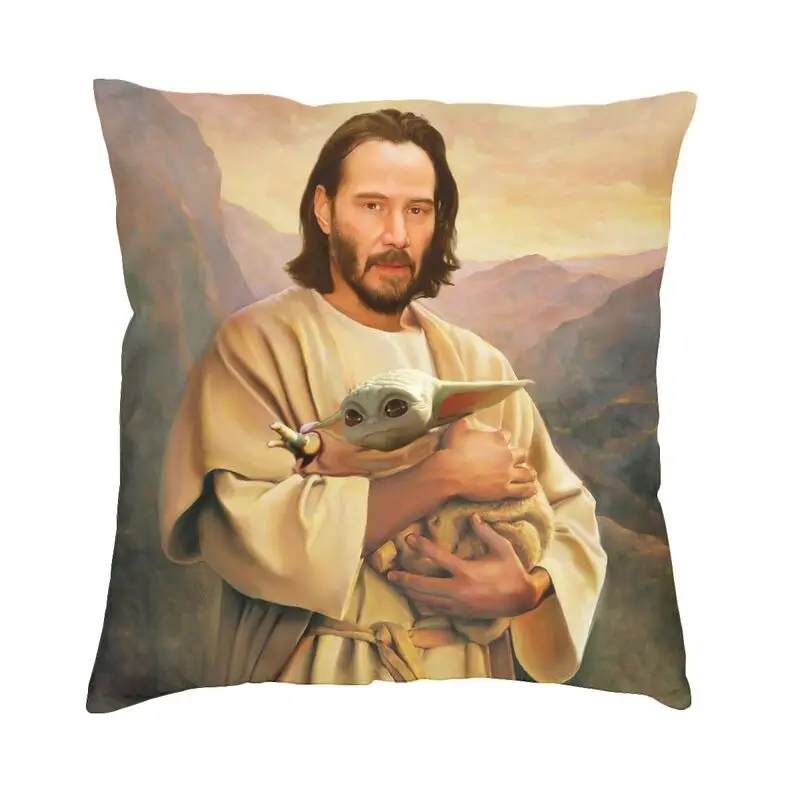 Jesus Saint Keanu Reeves And Baby Throw Pillow Cover Decoration 3D Print Cushions Seat for Sofa Double-sided Funny Pillowcase