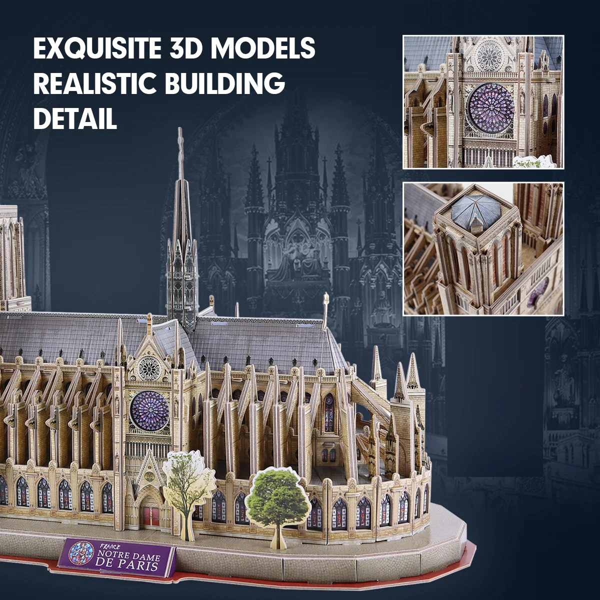 CubicFun 3D Puzzle Notre Dame de Paris Model Kits 128 Pieces France Architecture Gothic Cathedral Building Gifts for Adults Kids