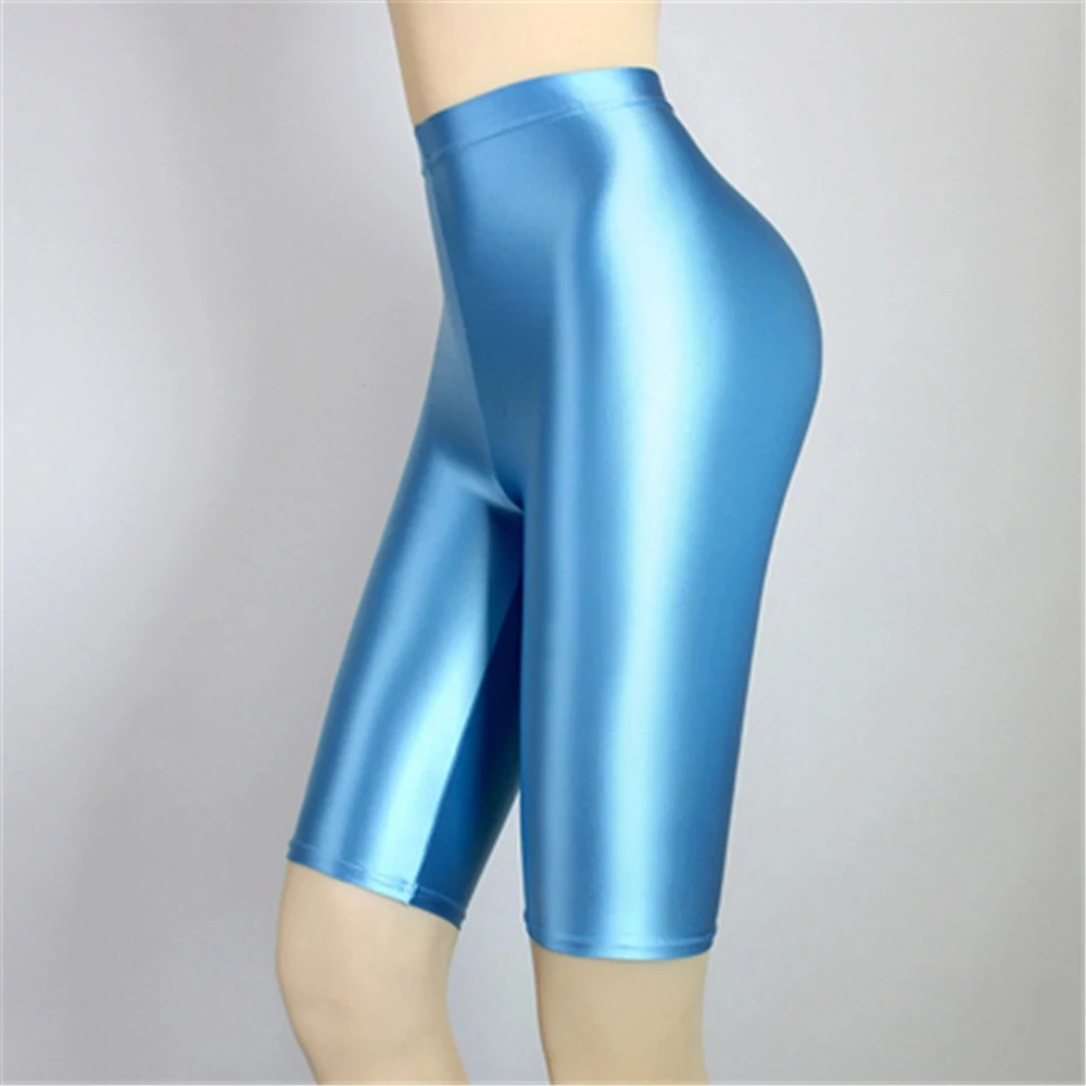 Pantaloncini in Spandex pantaloncini da allenamento Sexy collant lisci in raso da donna pantaloncini da motociclista sportivi da palestra a vita