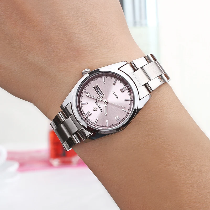 WWOOR Fashion Womens Watches Top Brand Luxury Pink Bracelet Waterproof Automatic Date Ladies Wristwatch Reloj Mujer Montre Femme