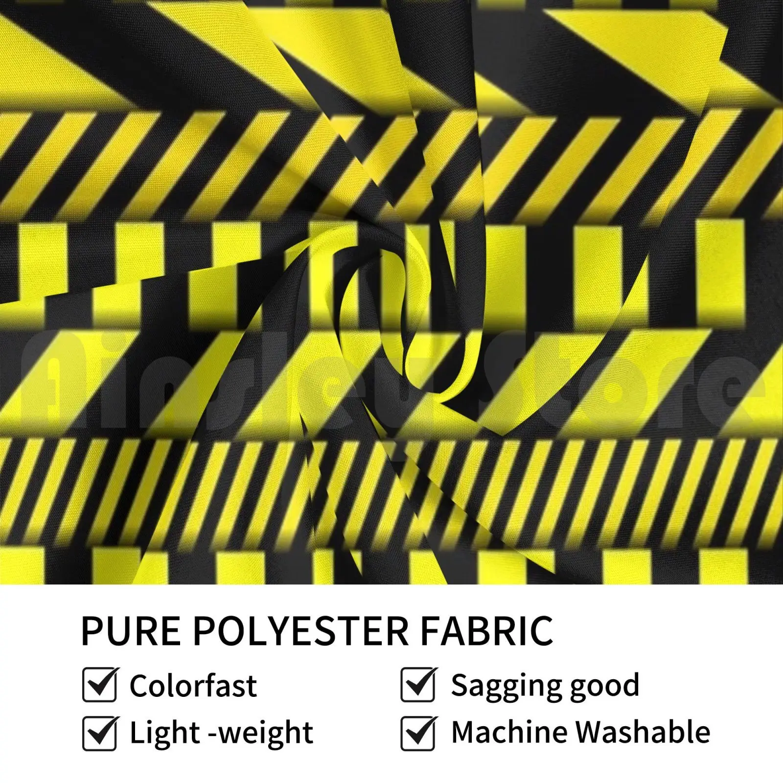 Police Lines. Tapestry Living Room Bedroom 2935 Police Police Lines Danger Black Yellow Black And