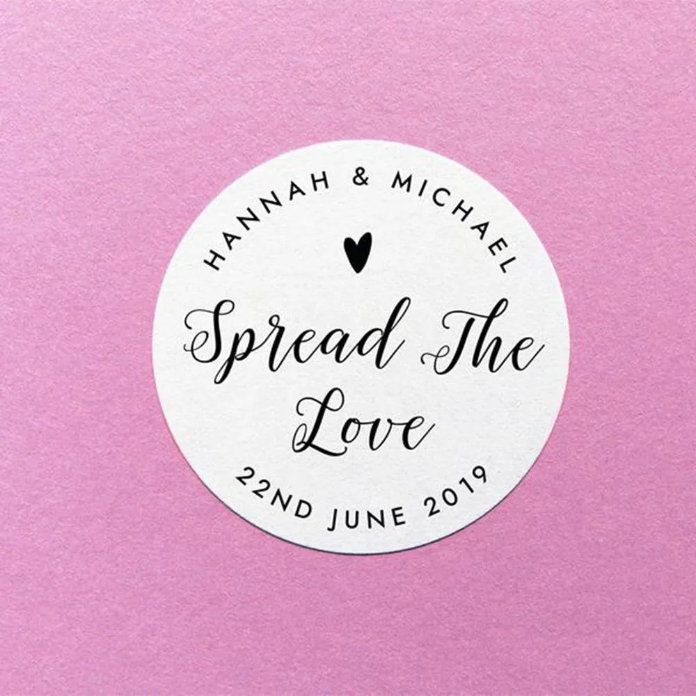 personalize names date Spread The love Wedding gift Stickers Seals food jelly labels birthday baby shower favour gift lables