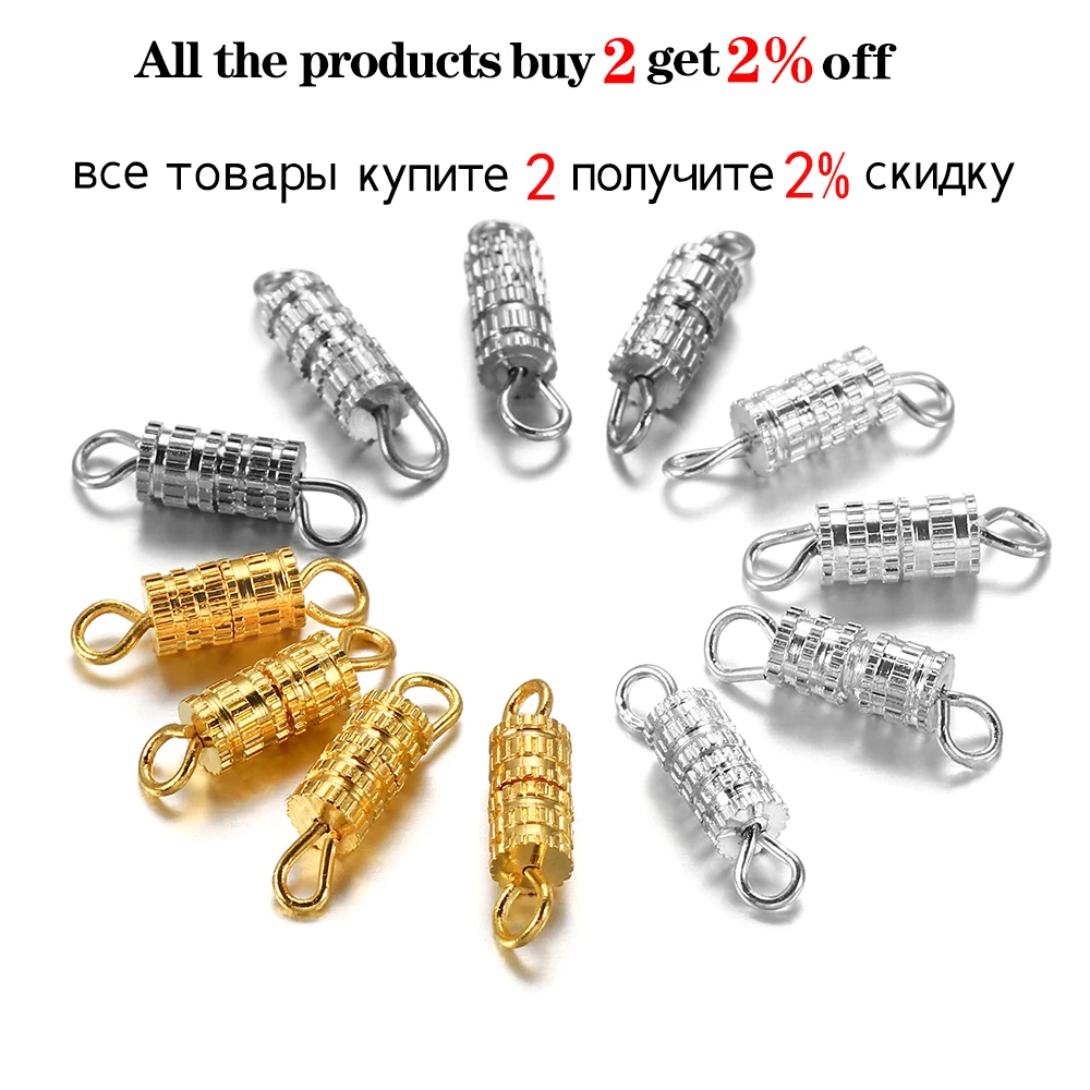 30pcs Cylinder Fasteners Buckle Closed Screw Clasp Bracelet Connectors For DIY Jewelry Making Accessories Findings Supplies