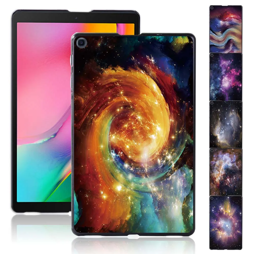 Case for Samsung Galaxy Tab A 10.1 2019 T510 T515 Space Pattern Tablet Plastic Hard Protective Back Cover + Free Stylus