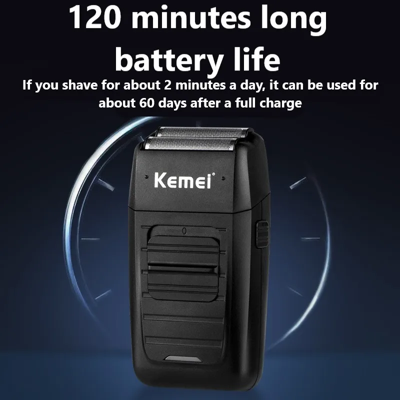 Kemei KM-1102 Rechargeable Sans Fil Rasoir pour Hommes Double Lame Alternative Barbe Rasoir Soins Du Visage Multifonction Bain Tondeuse