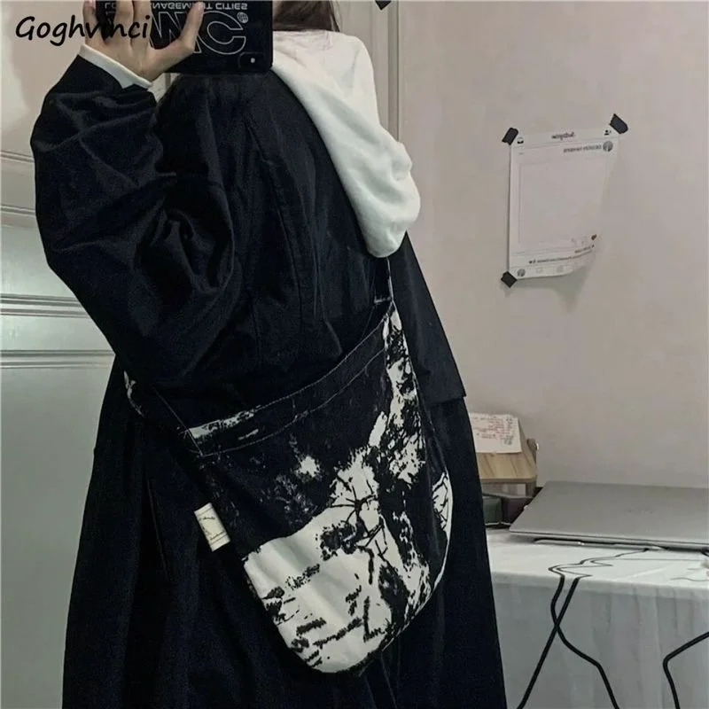 Torby na ramię kobiety Vintage Tie-dye płócienna torba Cross-body studenci Harajuku rozrywka duża pojemność skrzynki modne torebki cały mecz