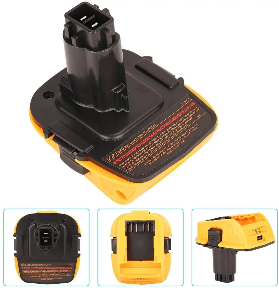 DCA1820 Adapter Converter for DEWALT 18V Tools 20V Max Lithium Ion Battery Power Bank Function Compatible