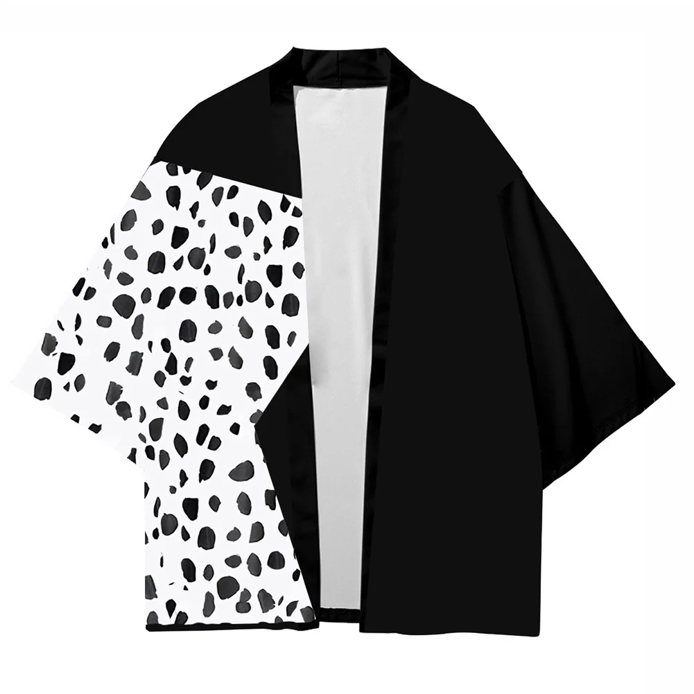 

Dropshipping Movie Cruella Cloak Kimono Cardigan Robe Cospaly Costume Print Casual Coat