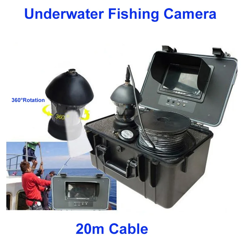 Fish Finder 20M Cable 360 Degree Rotating Underwater Fishing Video Camera Kit With 7 Inch LCD Monitor Kit