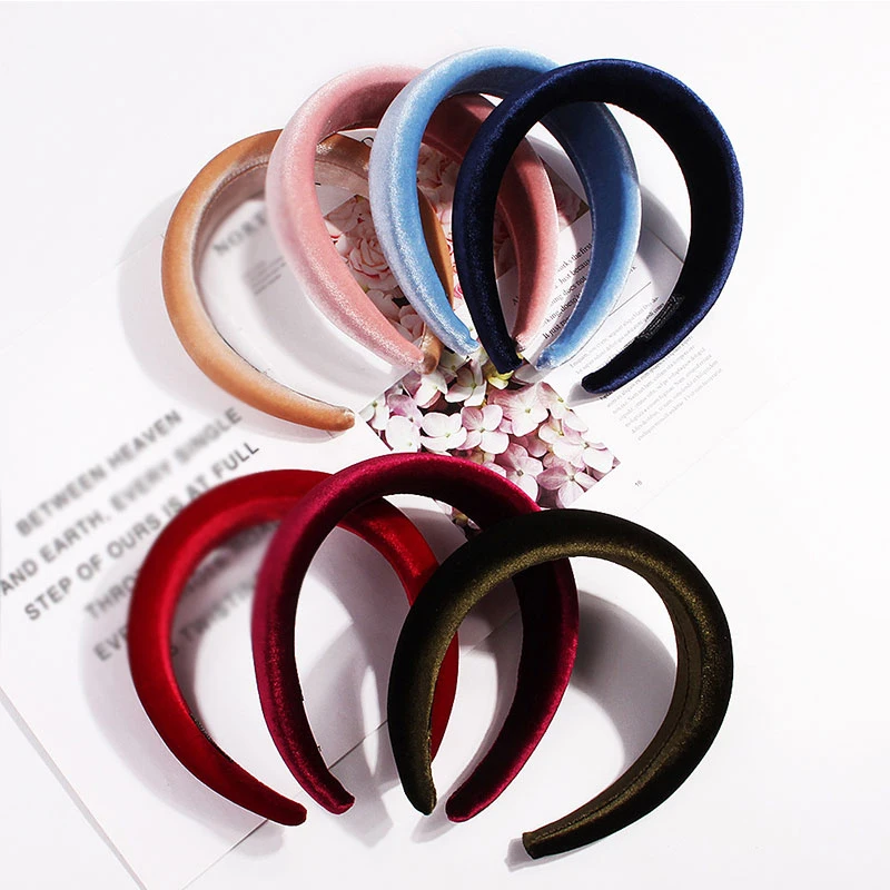 Fashion Padded Headbands for Women Wide Bezel Hairbands Thick Velvet Hair Hoop Girls Sponge Non-slip Hairband Hair Accessories