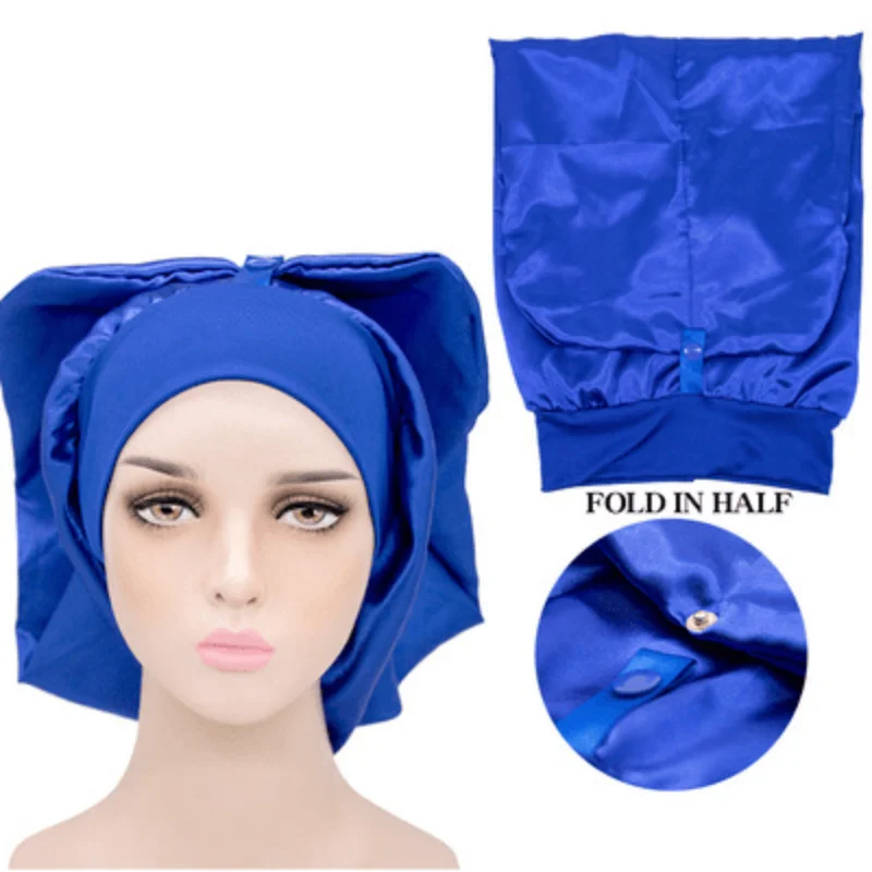 Adjustable Modern Large Bonnet With Edge Control Wrap Tie Sleep Bonnet Satin Cheveux Nuit Large Grande Taille With Long Tie