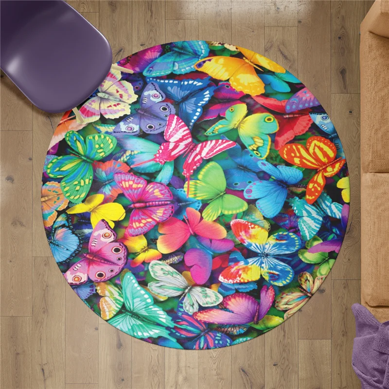 

Butterfly Round Carpet 3D Printed Rug Non-slip Mat Dining Living Room Soft Bedroom Carpet 08