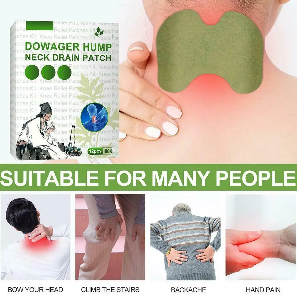 

12Pcs Wormwood Knee Medical Plaster Organic Neck Drain Dowager Hump Patch Extract Joint Ache Pain Relieving Sticker Neck Patch