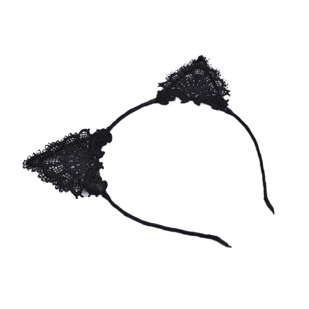 Female Cute Cat Ear Lace Hairbands Sexy Lady Girl Black Headbands Party Costume Kids Hair Hoop Photo Props Hair Band Accessories