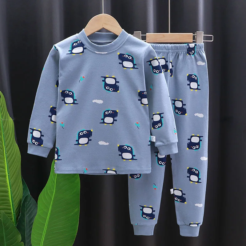 90-160cm Kids Pajamas Sets Cotton Boys Sleepwear Suit Autumn Girls Long Sleeve Pijamas Tops+Pants 2pcs Children Clothing