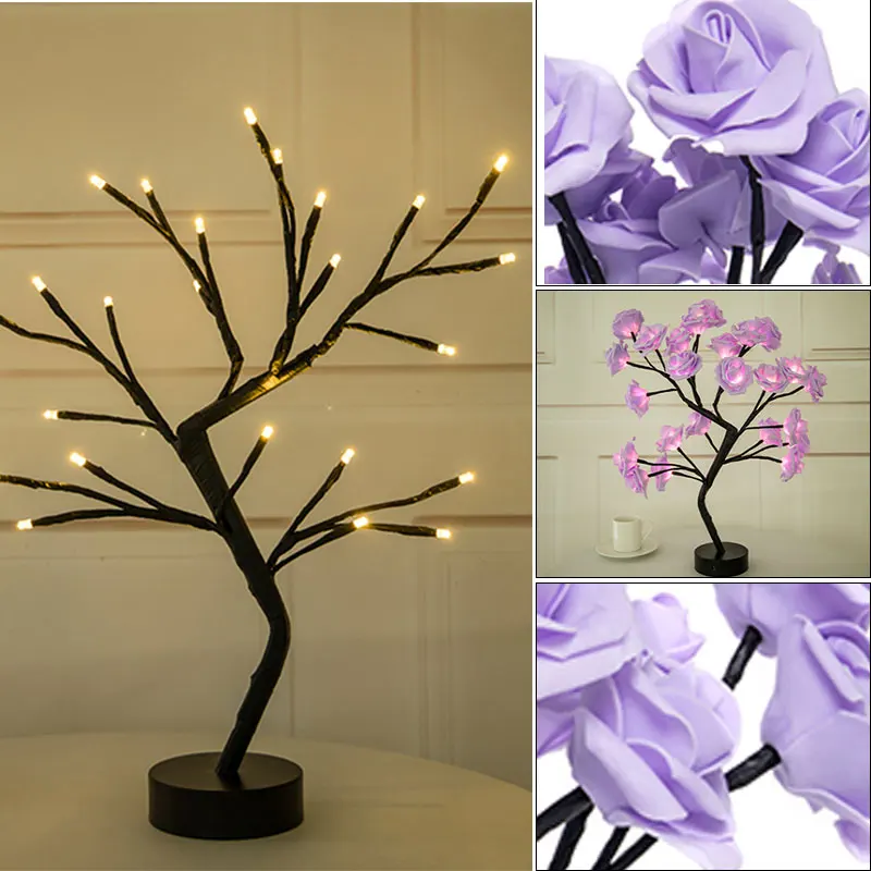 1PCS Rose Shape Night Light Beautiful Rose Shape USB Lamp For LED Light Parties Wedding Decor Versatile Decorative Lamp