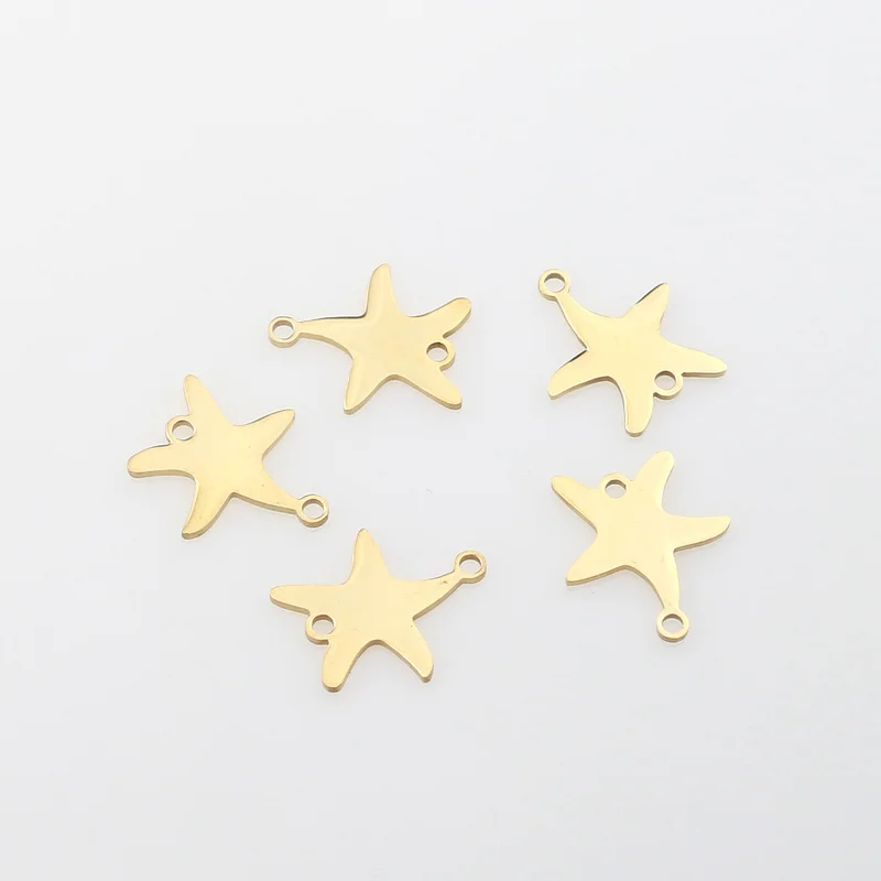 5pcs/lot Ocean Beach Starfish Stainless Steel Connector Bracelet DIY Jewelry Findings Component Metal Earring Making Accessories