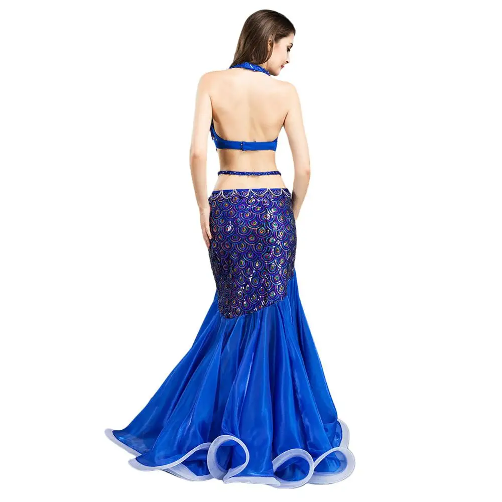 Sexy Belly Dancing Outfit For Women Stage Performance Belly Dancer Dress Sequined Peacock Carnival Belly Dance Costume Bra Skirt