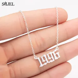 SMJEL Personalize Special Date Year Number Necklaces for Women Men 1996 2012 1980 to 2020 Collares Punk Unique Gifts for Girls
